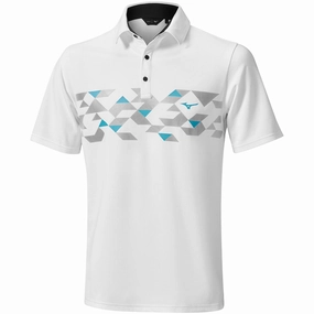 OversizedSilhouette Comfort and Fit Mizuno Checker Polo Shirt - White