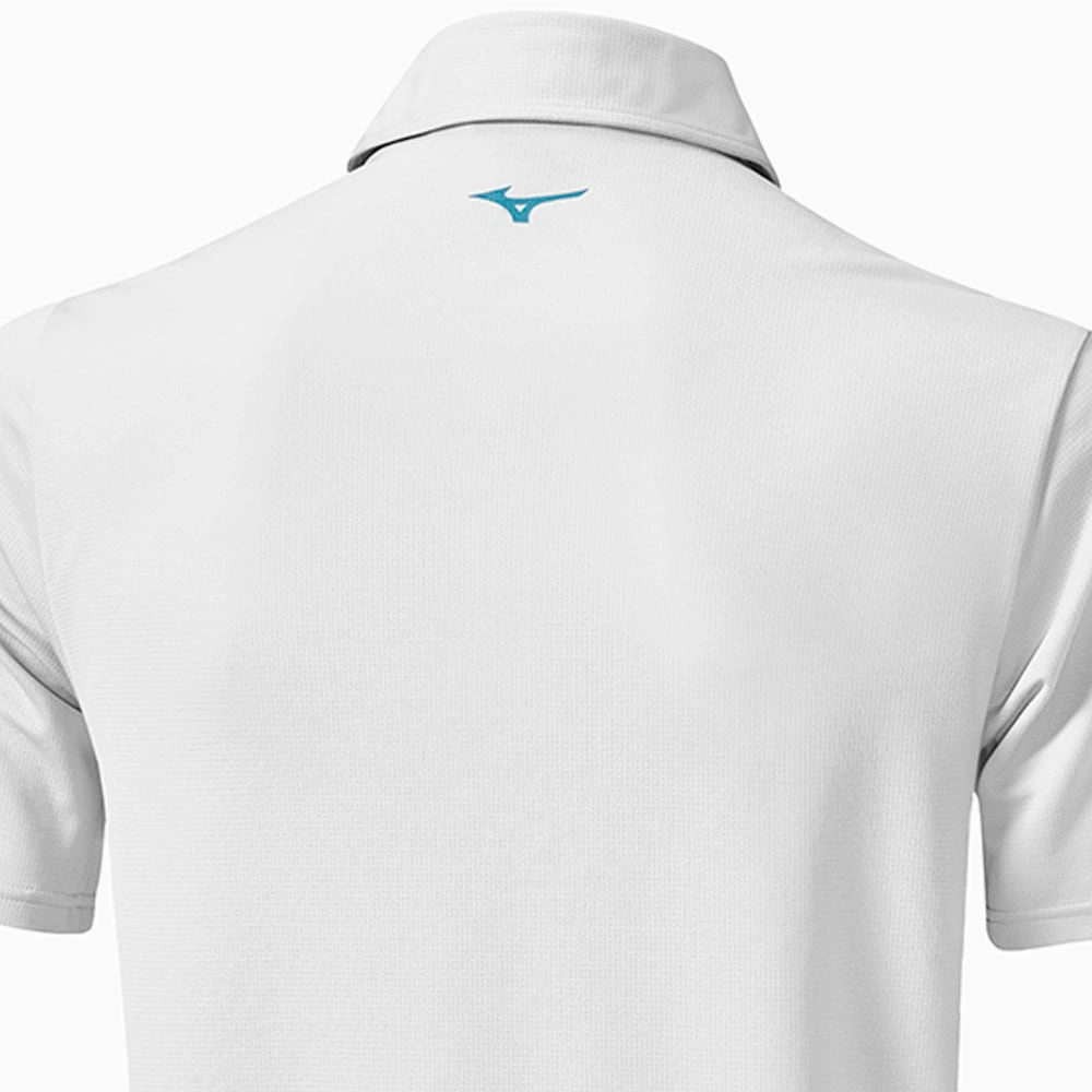 Mizuno Checker Polo Shirt - White Soft Touch Fabric