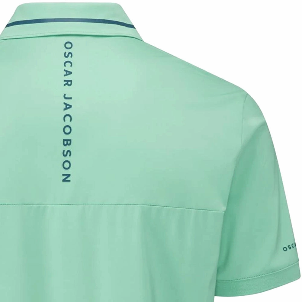 Oscar Jacobson Marsden Polo Shirt - Aqua/Teal Relax Comfort Style Heavyweight Weave