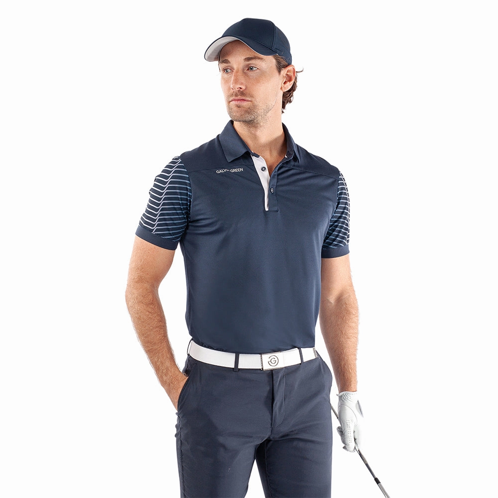 OdorResistantTechnology Cotton Blend Galvin Green Milion Polo Shirt - Navy/White