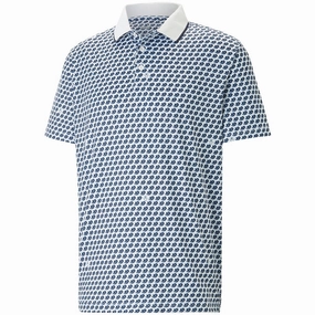 Puma MATTR Love/H8 Polo Shirt - Bright White/Navy Blazer Fit For All Cool Comfort