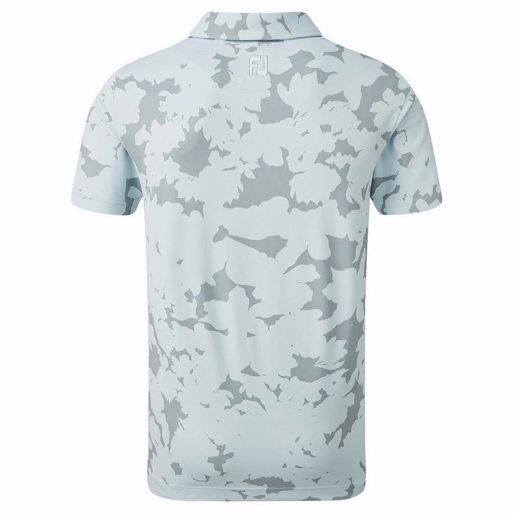 Vibrant Colors FootJoy Camo Floral Print Polo Shirt - Ice Blue