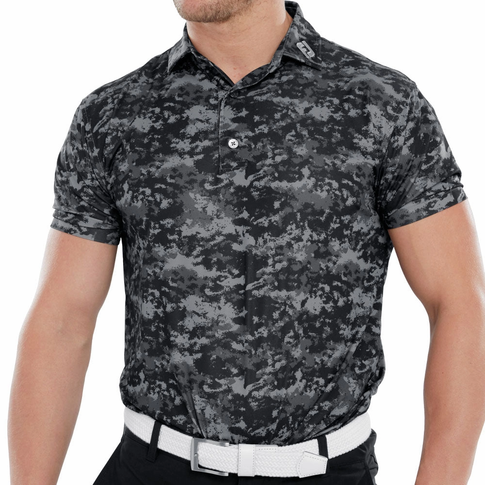 Top Rated Cool Layering FootJoy Cloud Camo Polo Shirt - Black