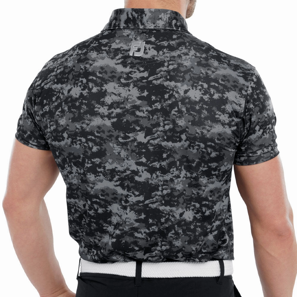 monochromatic FootJoy Cloud Camo Polo Shirt - Black