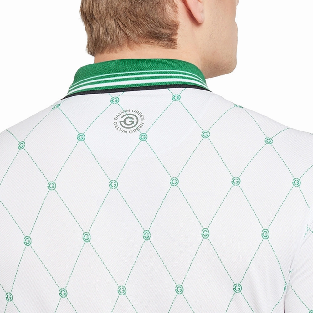 NonIrritating Fabric Galvin Green Miguel Polo Shirt - White/Golf Green