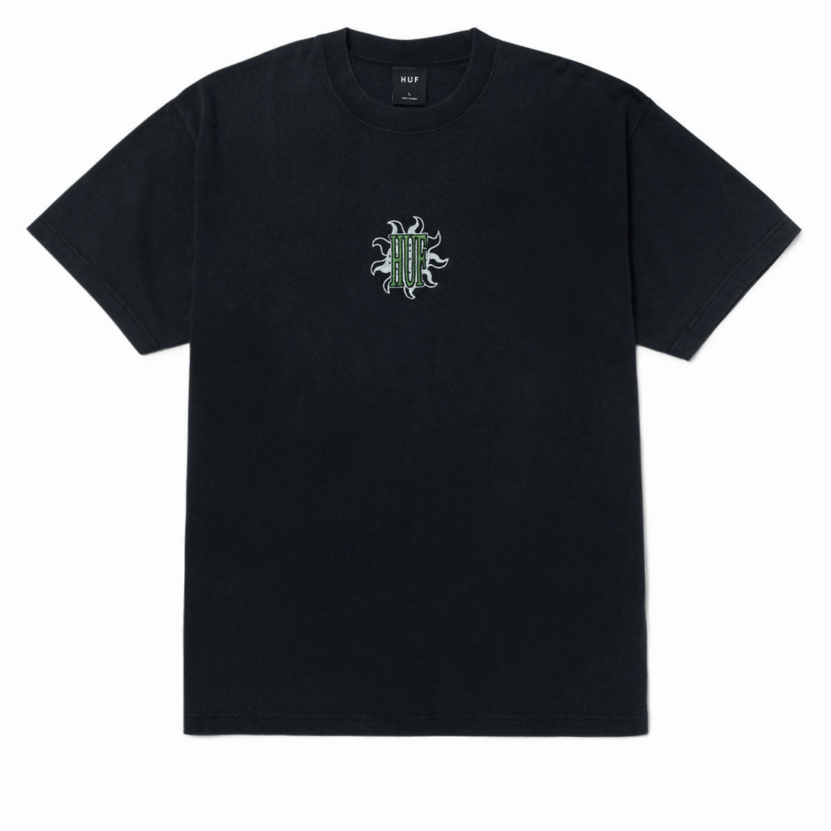 HUF Apollo Washed T-Shirt - Washed Black TemperatureControl Fabric Street Comfort