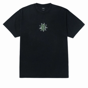HUF Apollo Washed T-Shirt - Washed Black TemperatureControl Fabric Street Comfort
