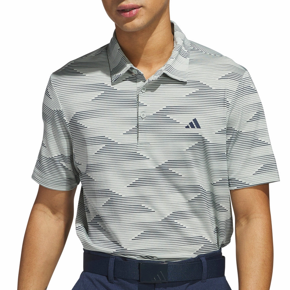 adidas Ultimate365 Speed Stripe Polo Shirt - Wonder Silver/Collegiate Navy Drop Shoulder Cut