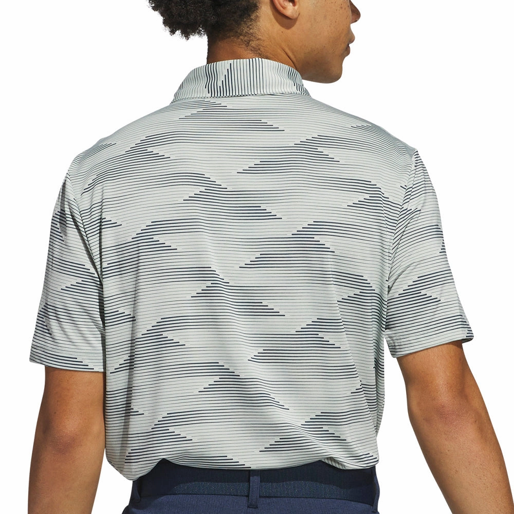 adidas Ultimate365 Speed Stripe Polo Shirt - Wonder Silver/Collegiate Navy Quick Wear Flexible Neckband