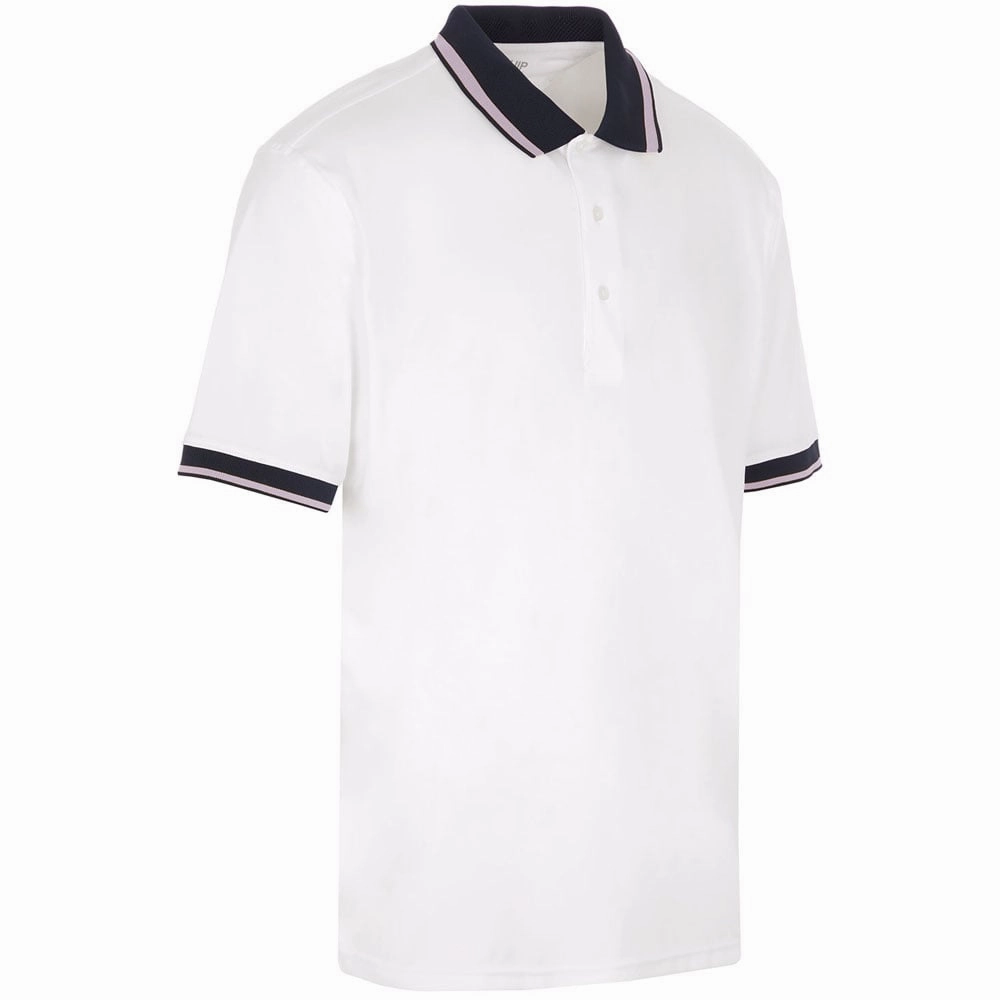 Moisture Wicking Technology ProQuip Sub7 Plain Polo Shirt - White/Lavender