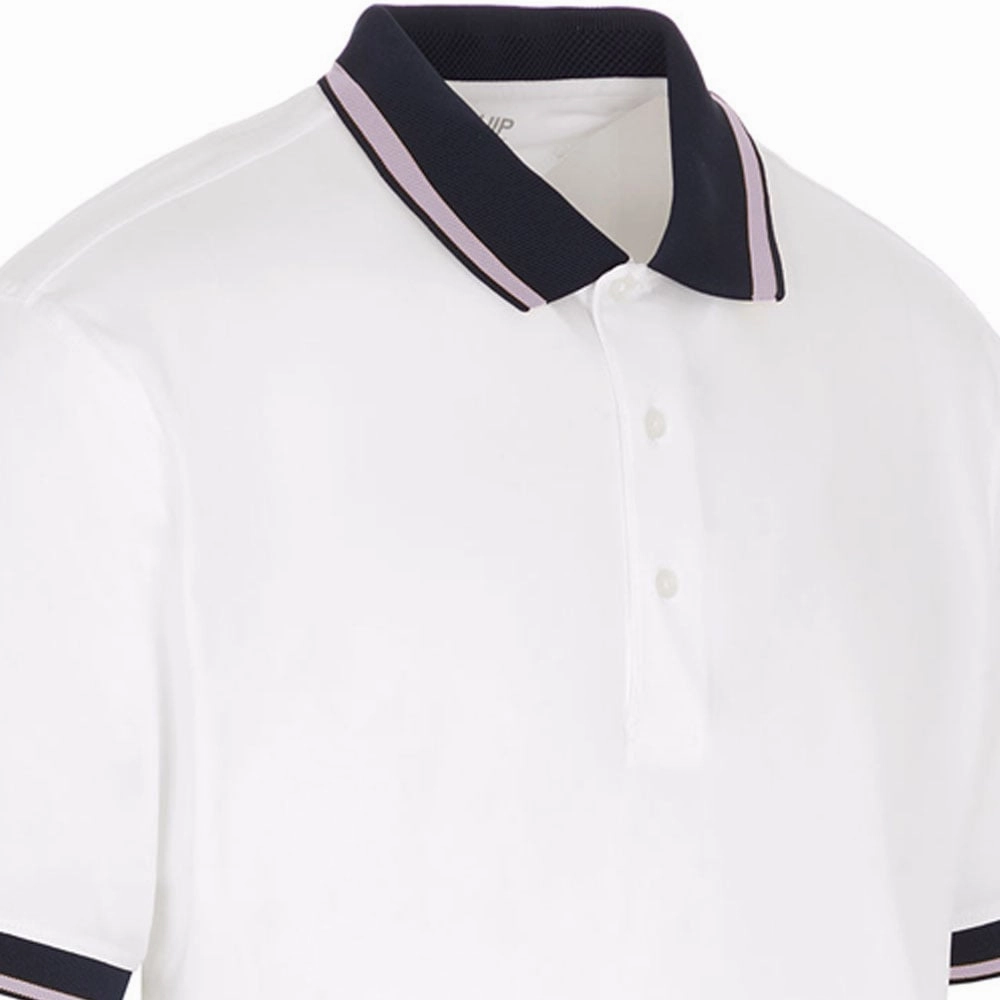 ProQuip Sub7 Plain Polo Shirt - White/Lavender loose but not baggy Quick Dry Technology