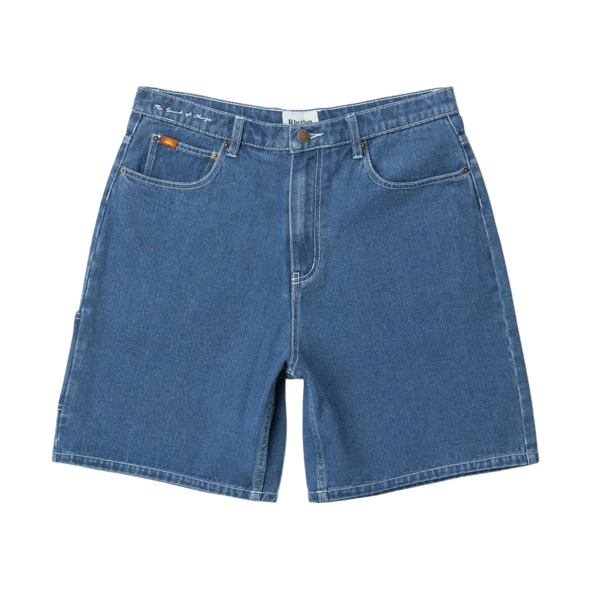 Comfy Movement Fit Multi Pocket System Rhythm Toby Denim Shorts - Dark Blue Wash