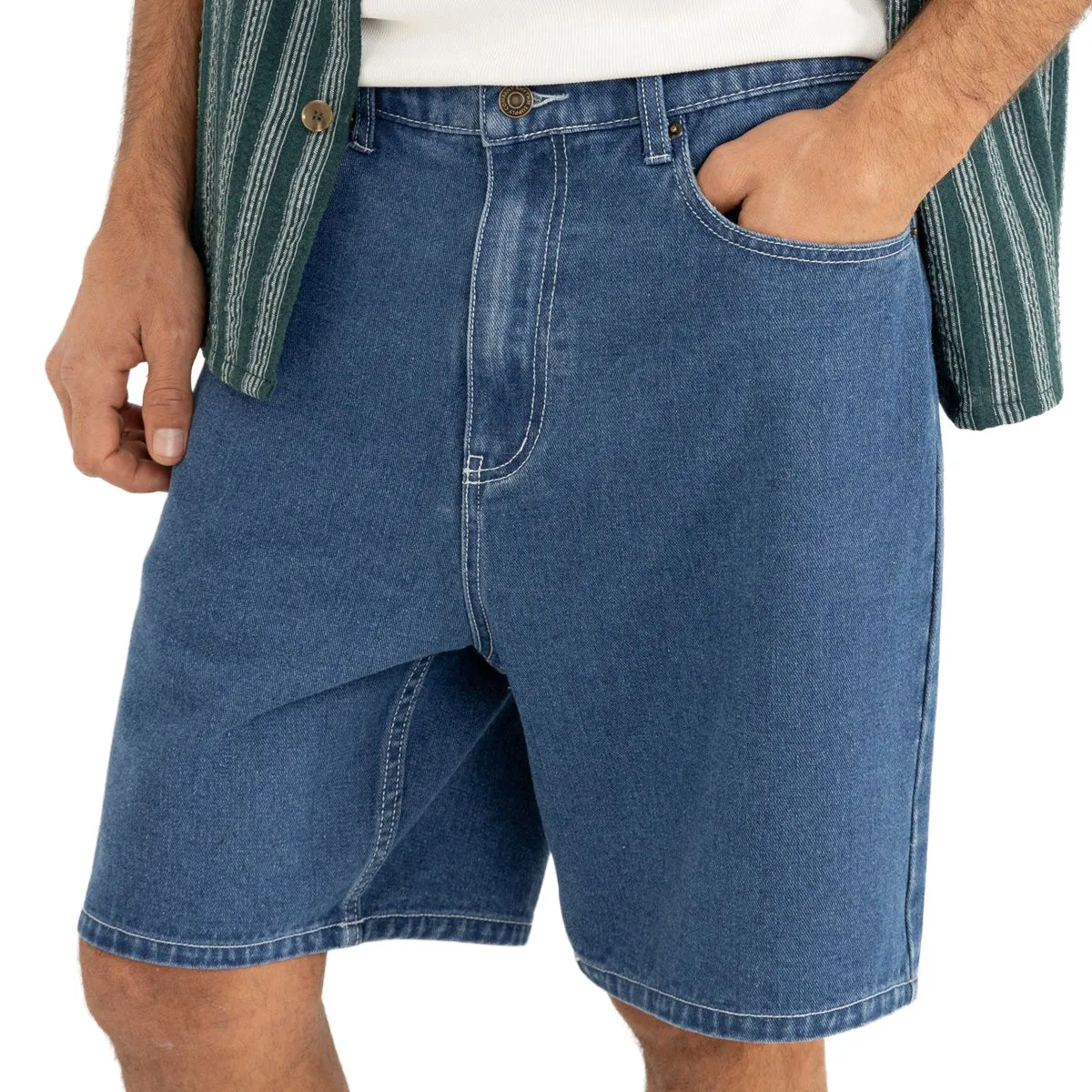 skateboarding gear Rhythm Toby Denim Shorts - Dark Blue Wash