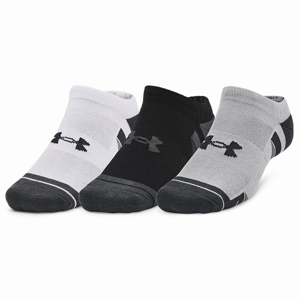 connected Paw Under Armour Performance Tech No Show Socks (3 Pairs) - Mod Grey/White/Black