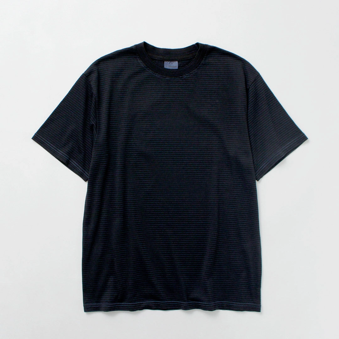YONETOMI NEW BASIC / Garment-dye Striped T-shirt Quick Dry Technology
