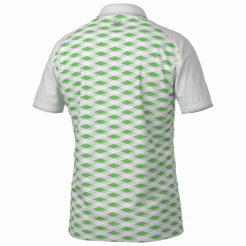Casual Comfort Top Yarn Dyed Stripes Galvin Green Marlon Polo Shirt - White/Fresh Green