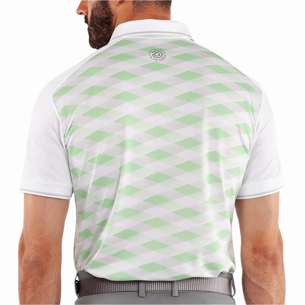 Galvin Green Marlon Polo Shirt - White/Fresh Green Easy Wear Style Sporty Design
