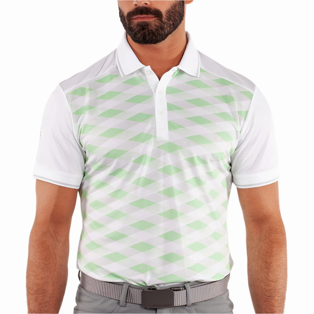 Breezy Design Casual Appeal Galvin Green Marlon Polo Shirt - White/Fresh Green