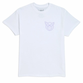 Flexible Weave Textured Surface Pig Head T-Shirt - White