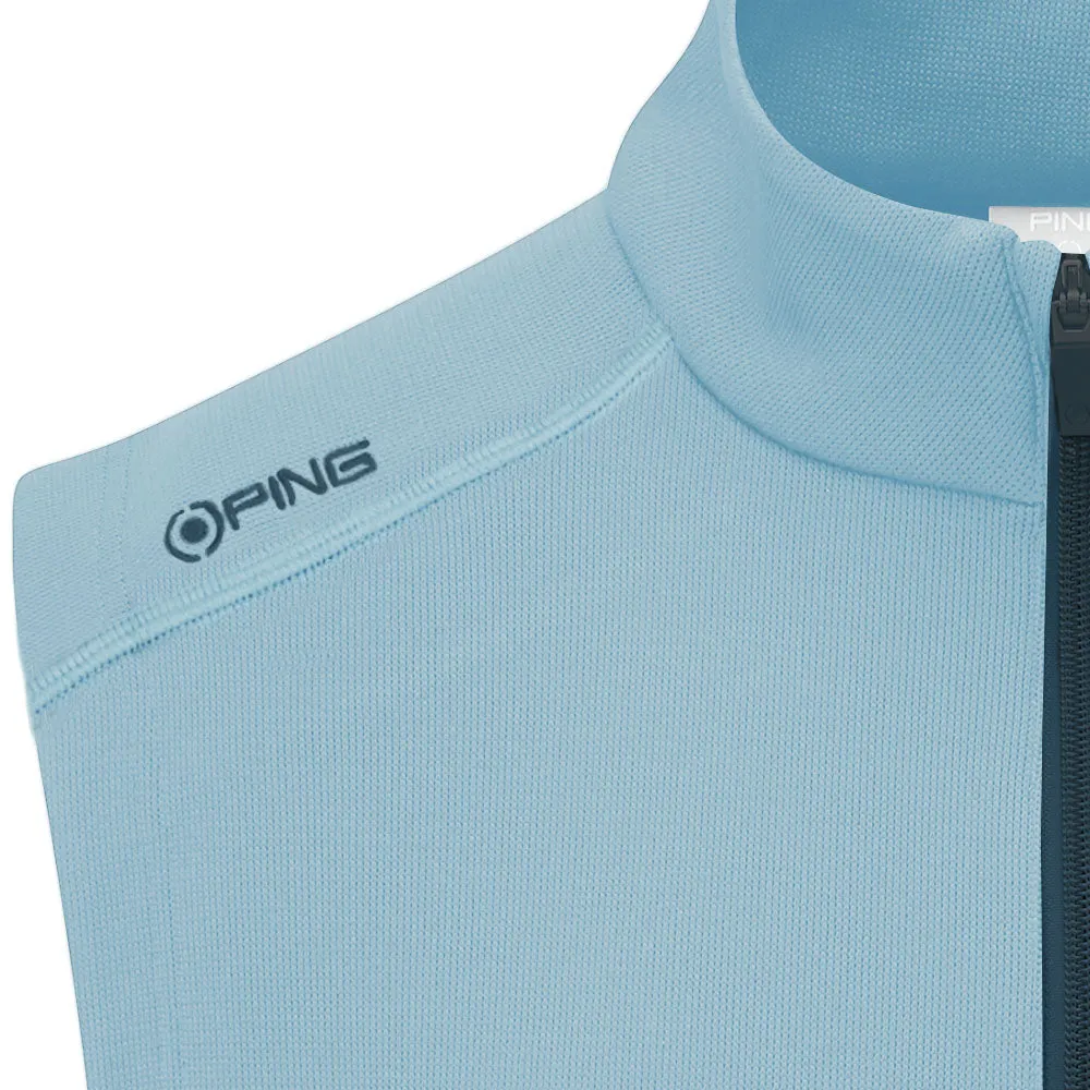 linen material Ping Ramsey 1/2 Zip Gilet - Sky Blue Marl