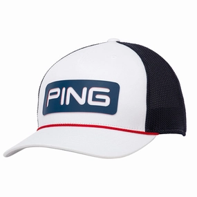 High Street Trend gear up Ping All American Trucker Cap - White/Navy/Red