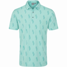 Tagless Comfort Ping Arizona Cactus Polo Shirt - Aruba Blue Multi