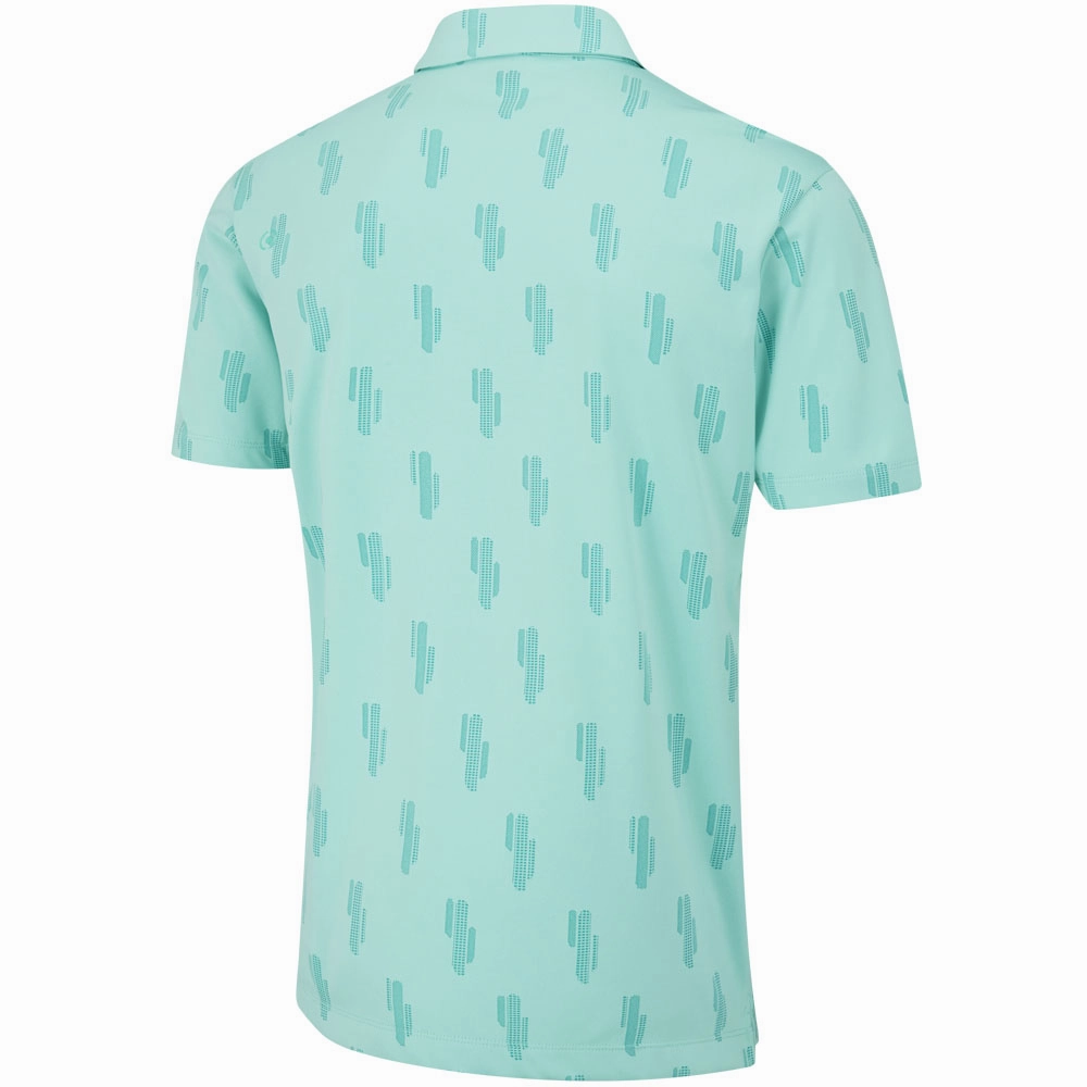 Light and Cozy Non Restrictive Silhouette Ping Arizona Cactus Polo Shirt - Aruba Blue Multi