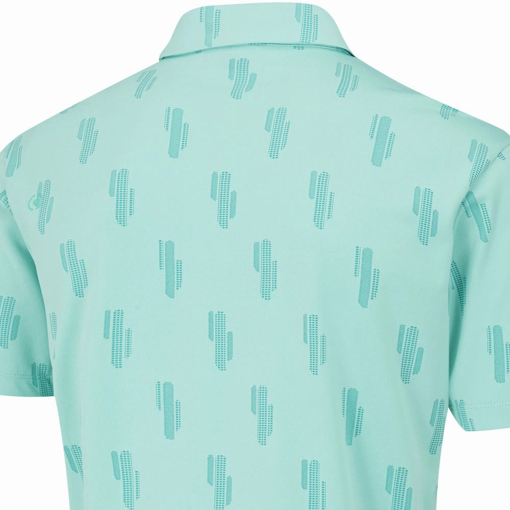 Ping Arizona Cactus Polo Shirt - Aruba Blue Multi DoubleStitchedHem Easy Care