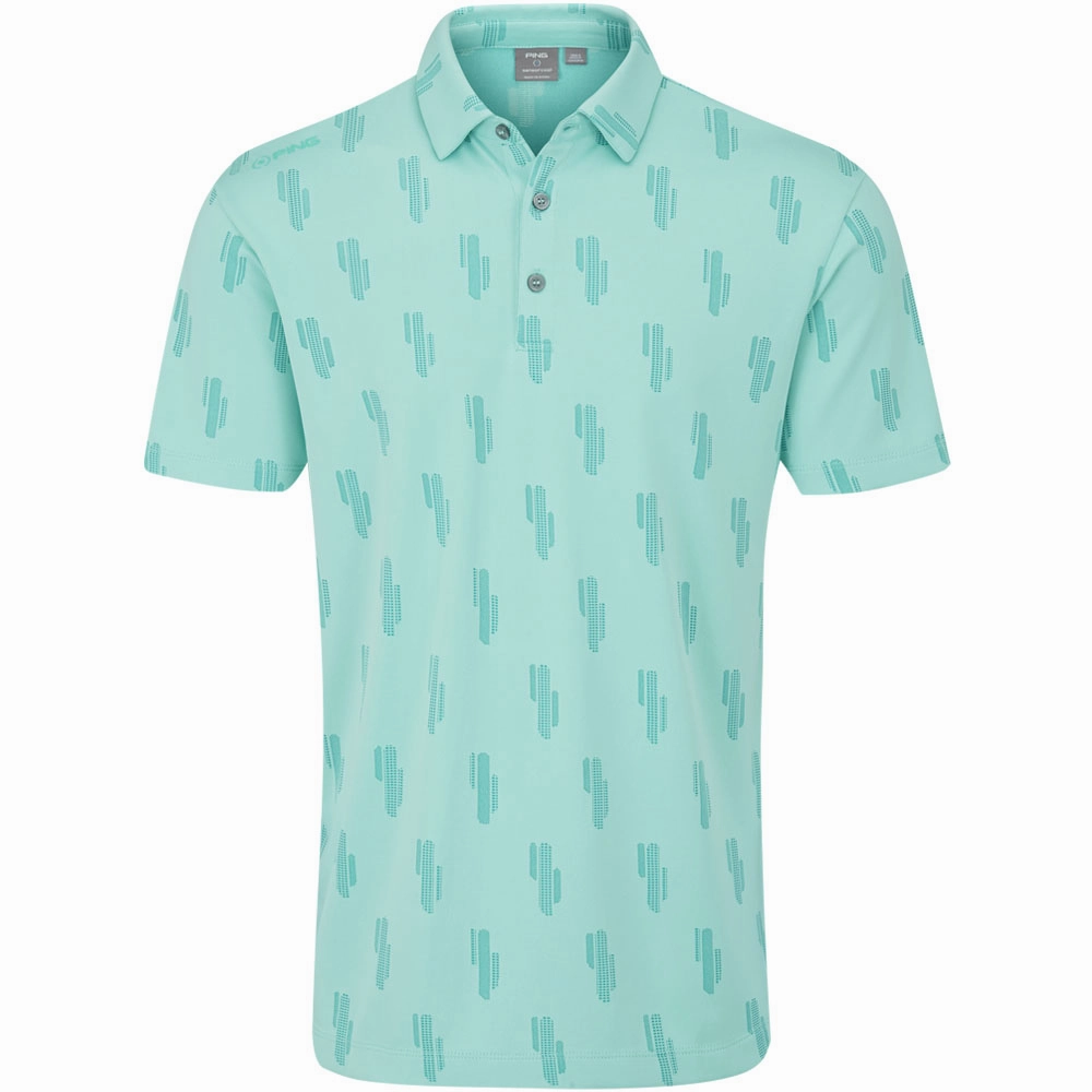 Tagless Comfort Ping Arizona Cactus Polo Shirt - Aruba Blue Multi