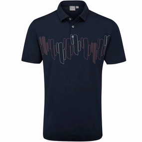 Cozy Layer Ping Arizona Cactus Print Polo Shirt - Navy