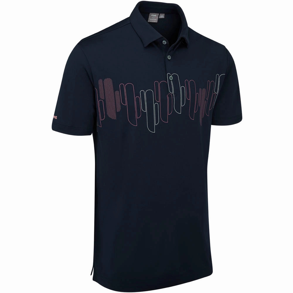 Durable Knitwear Ping Arizona Cactus Print Polo Shirt - Navy