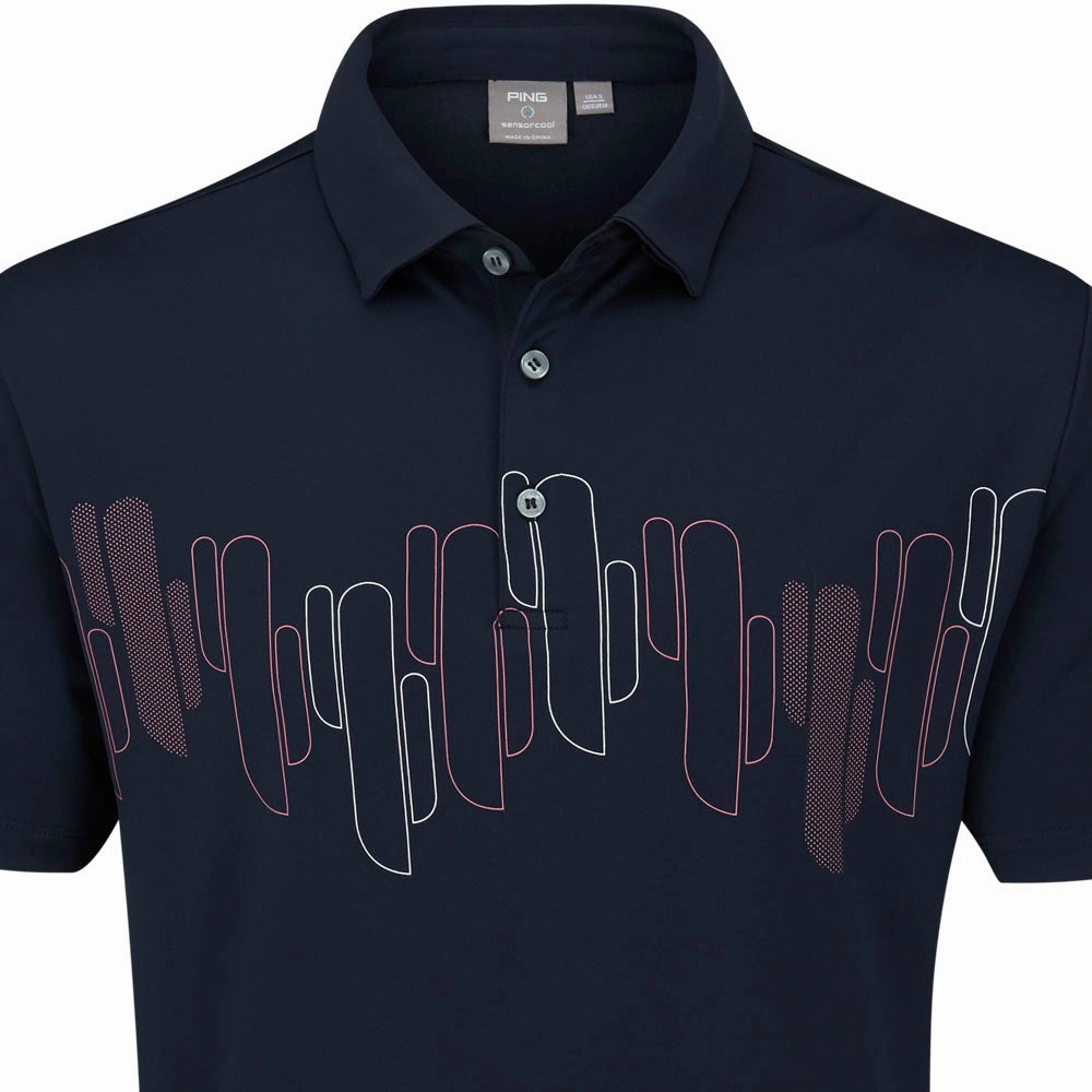 Ping Arizona Cactus Print Polo Shirt - Navy Biodegradable Options