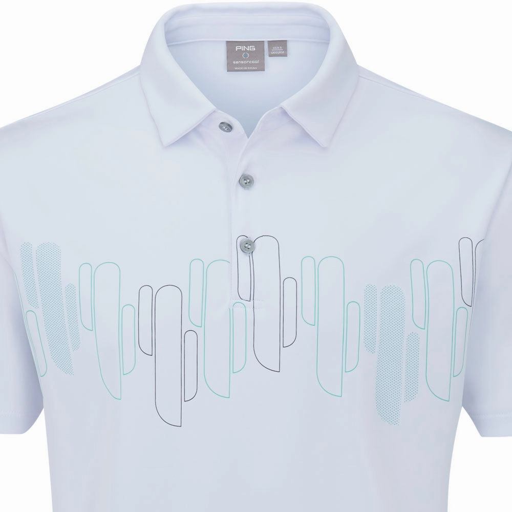 Ping Arizona Cactus Print Polo Shirt - White Comfort Wearable