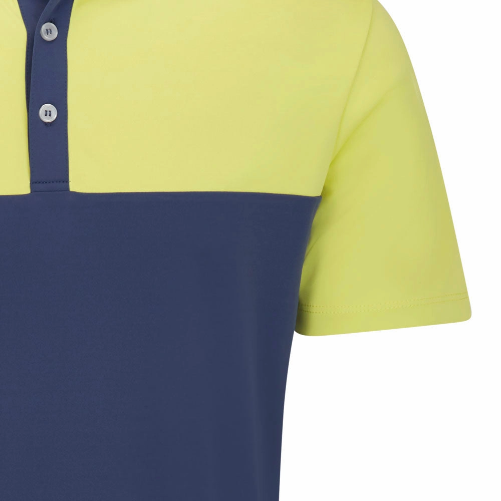 Spandex Enhanced Elasticity Ping Bodi Polo Shirt - Blue Indigo/Limelight
