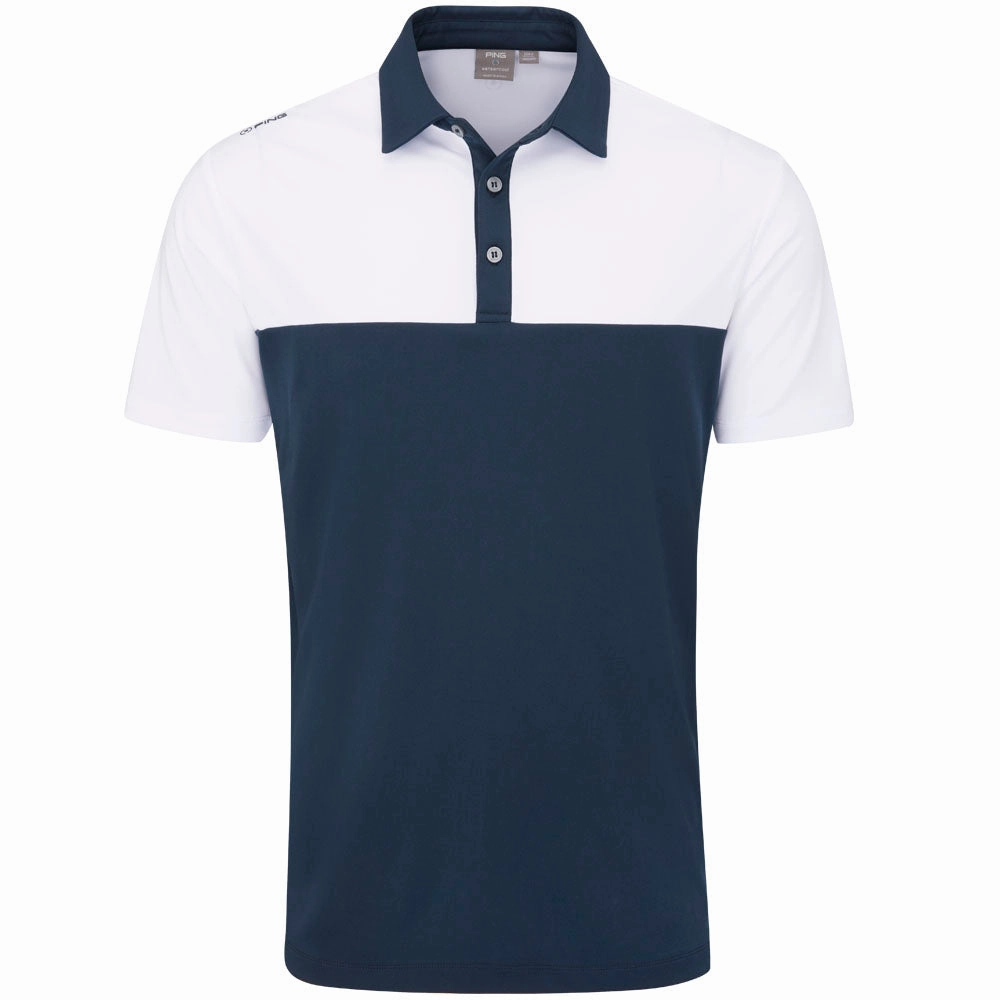 Eco Friendly Dyes Moisture Wicking Fabric Ping Bodi Polo Shirt - Navy/White