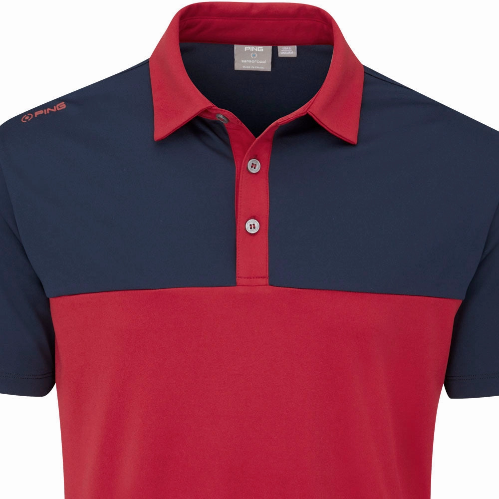 Stone Wash Process Wrinkle Resistant Cloth Ping Bodi Polo Shirt - Rich Red/Navy