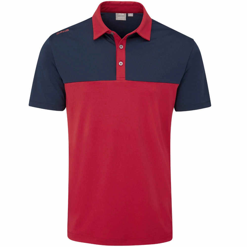 Ping Bodi Polo Shirt - Rich Red/Navy Brushed Interior Lining Comfy Design