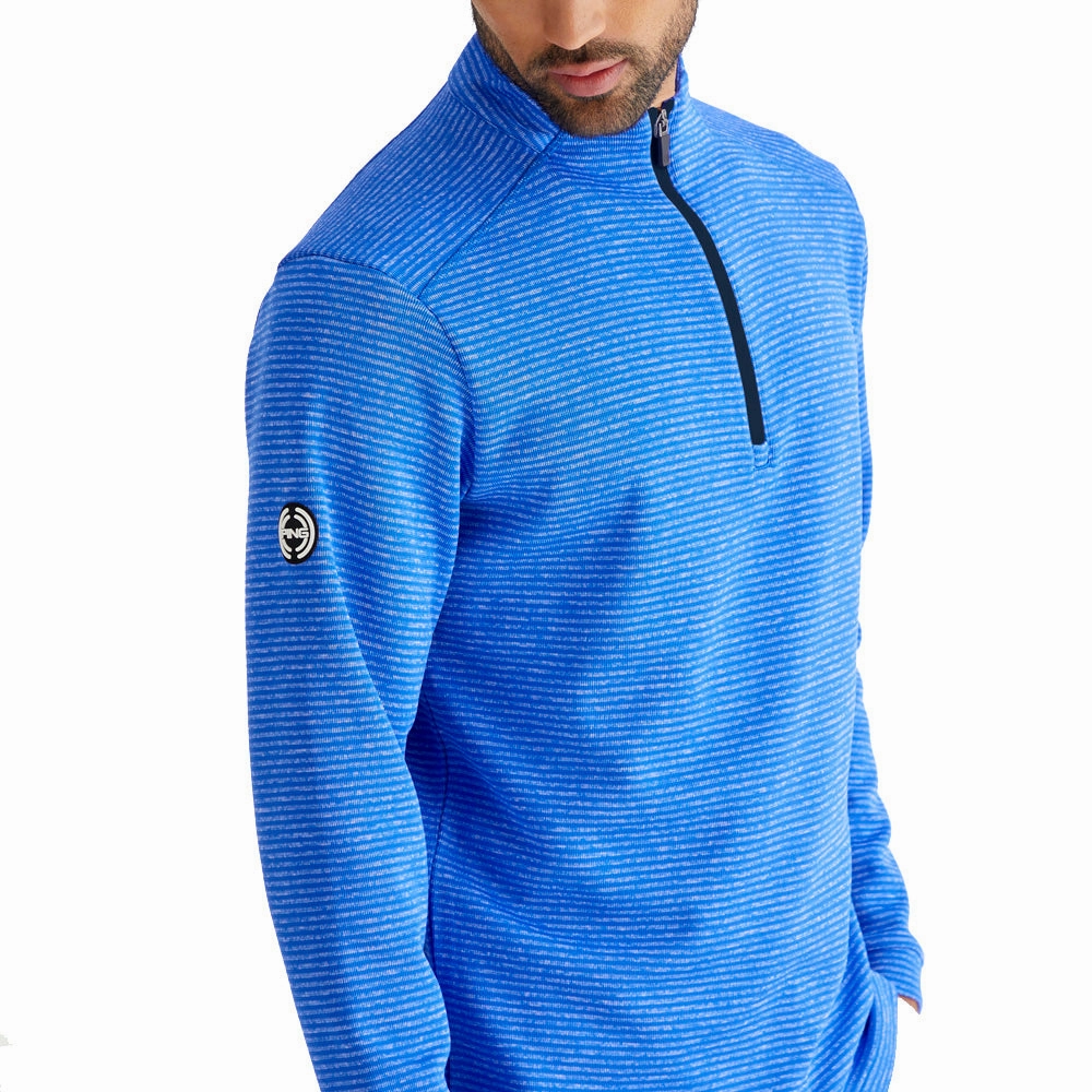 Street Minimal product shiny accents appeal Ping Bryon 1/2 Zip Mid Layer  - Ultra Blue Multi