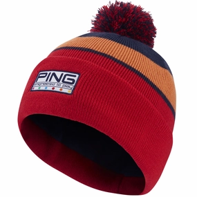 Ping Colour Code Bobble Hat - Tomato Red Multi Breathable Weave winter warmth