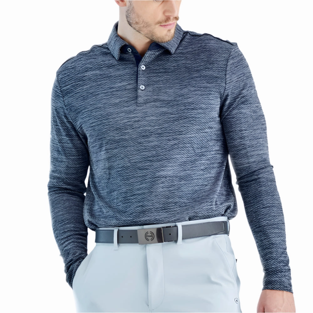 Feminine Appeal Playful Design Ping Creek Polo Shirt - Navy Melange