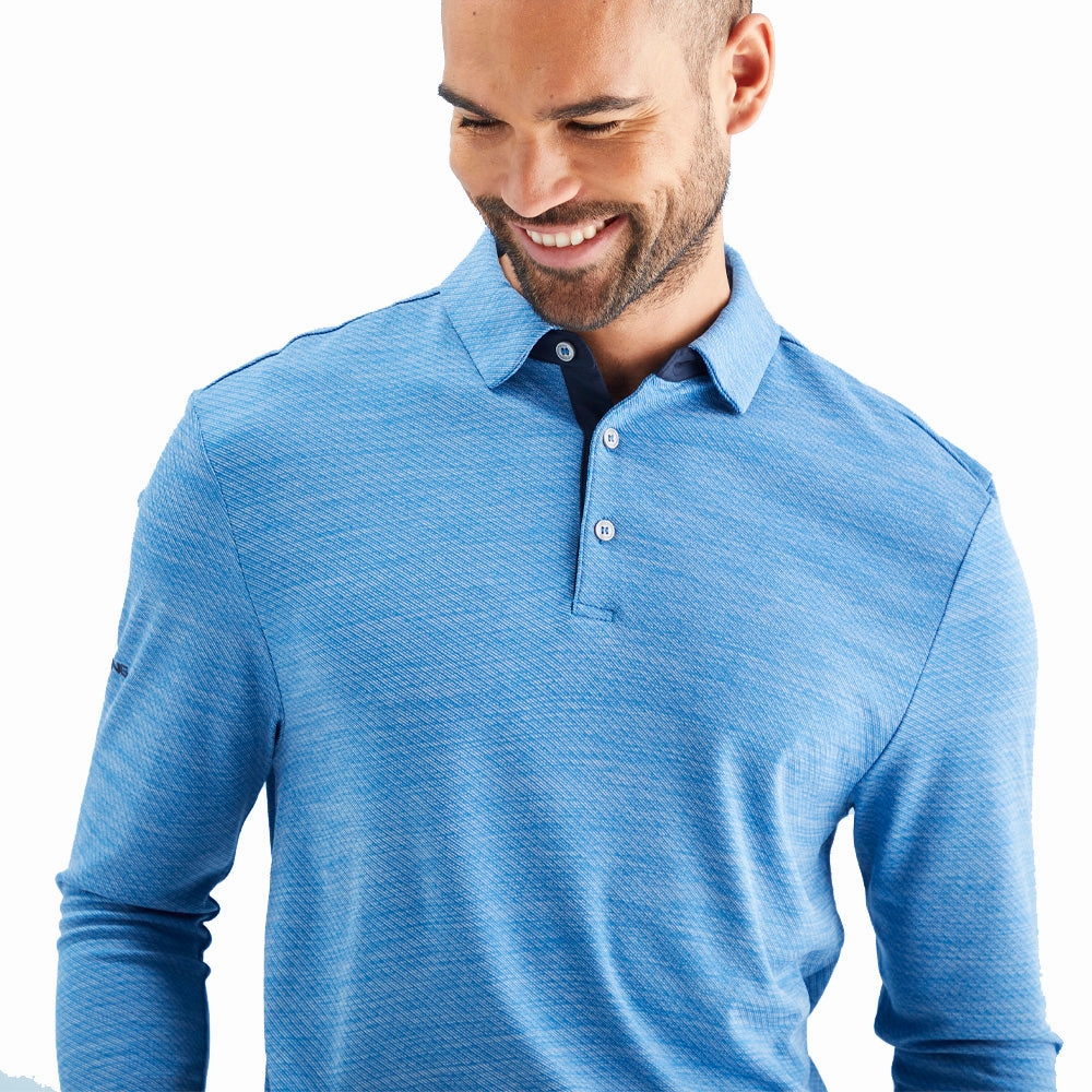 Minimalist Comfort Simple and Relaxed Ping Creek Polo Shirt - Tidal Blue Melange