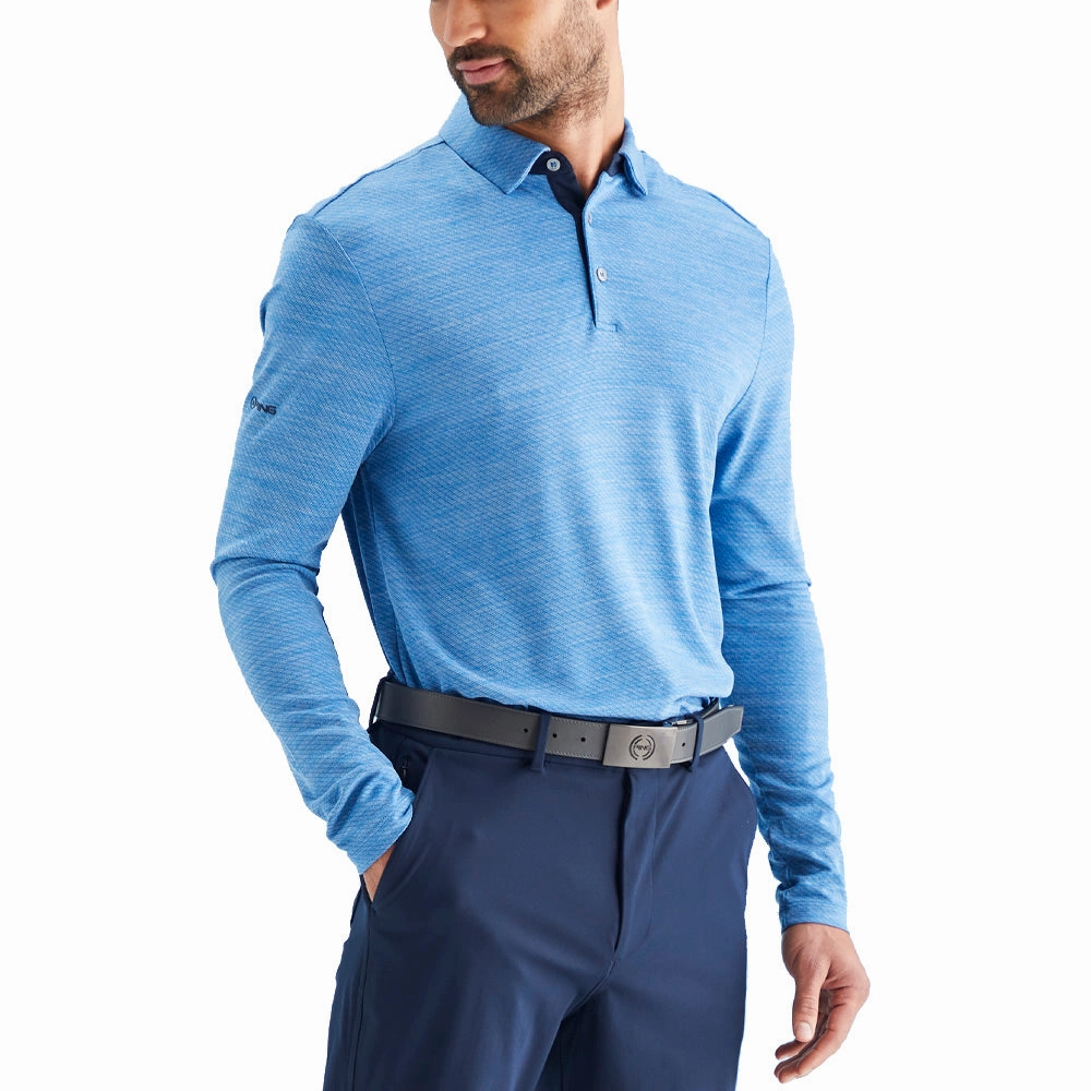 Ping Creek Polo Shirt - Tidal Blue Melange Hypoallergenic fabric