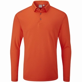 Chilly Day Comfort Ping Elemental Long Sleeved Polo Shirt - Flame