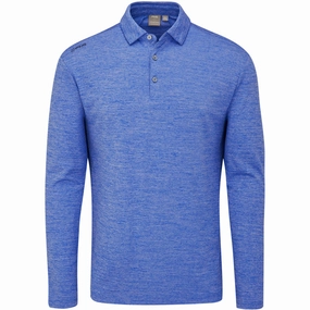 Breathable Yarn Composition Classic Chic Ping Emmett Long Sleeve Polo Shirt - Classic Blue Marl