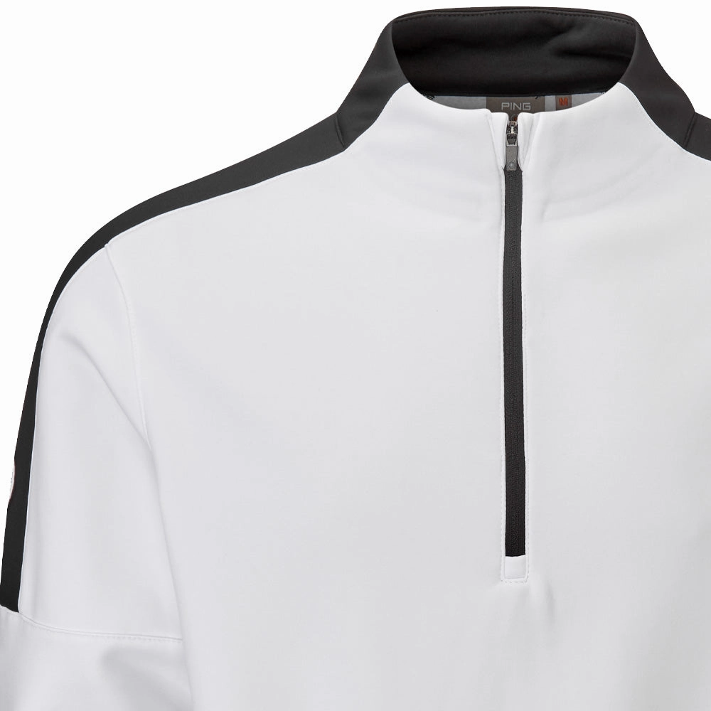 Ping Frankie 1/2 Zip Pullover - White/Black Anti Pilling Weekend Minimal