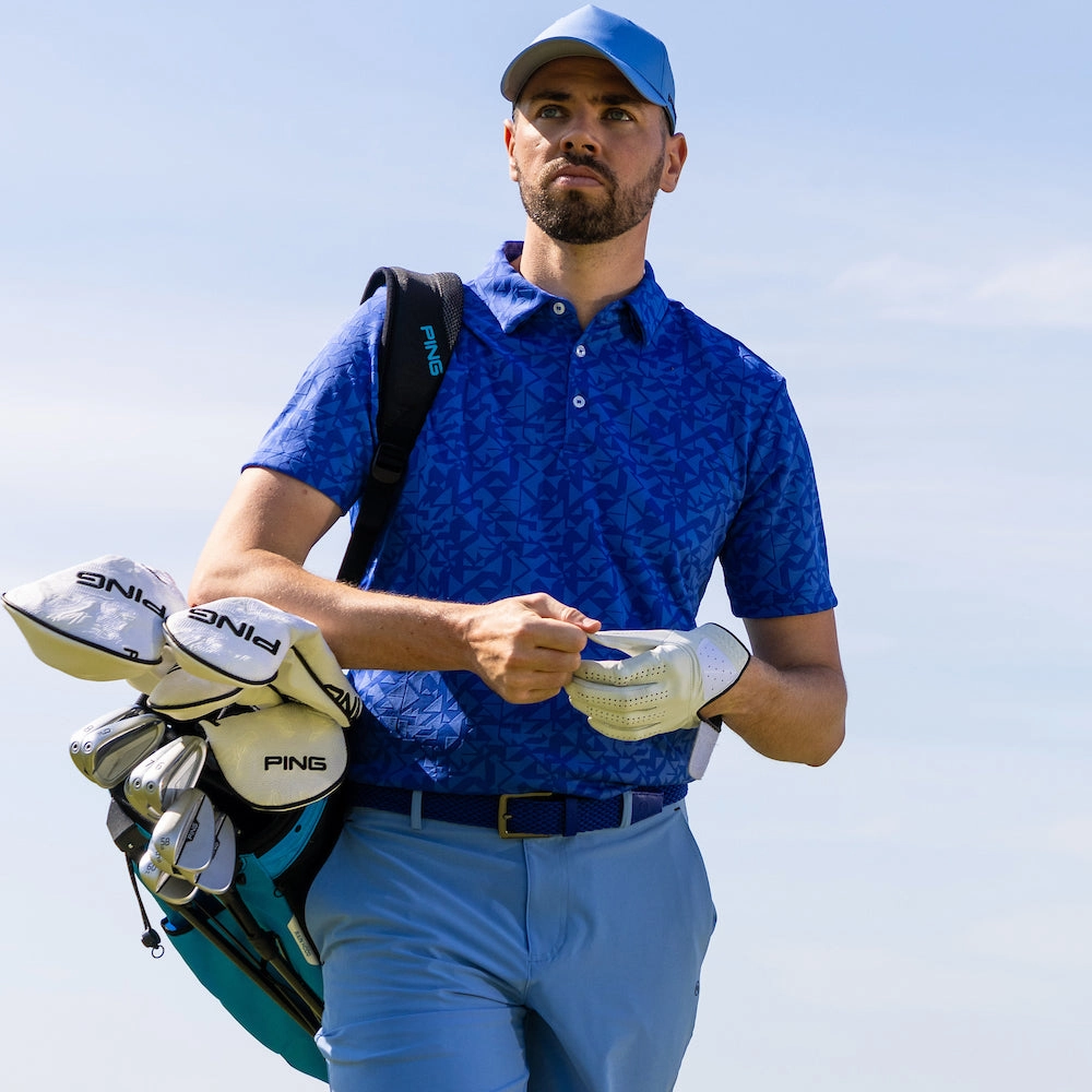MoistureWickingFabric Ping Geo-Camo Polo Shirt - Ultra Blue