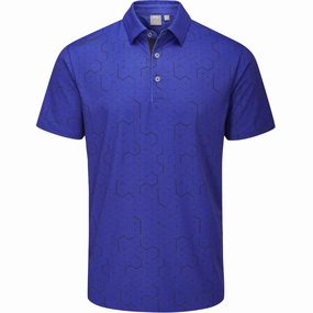 UltraLightweight Ping Geo Polo Shirt - Blue Surf/Navy