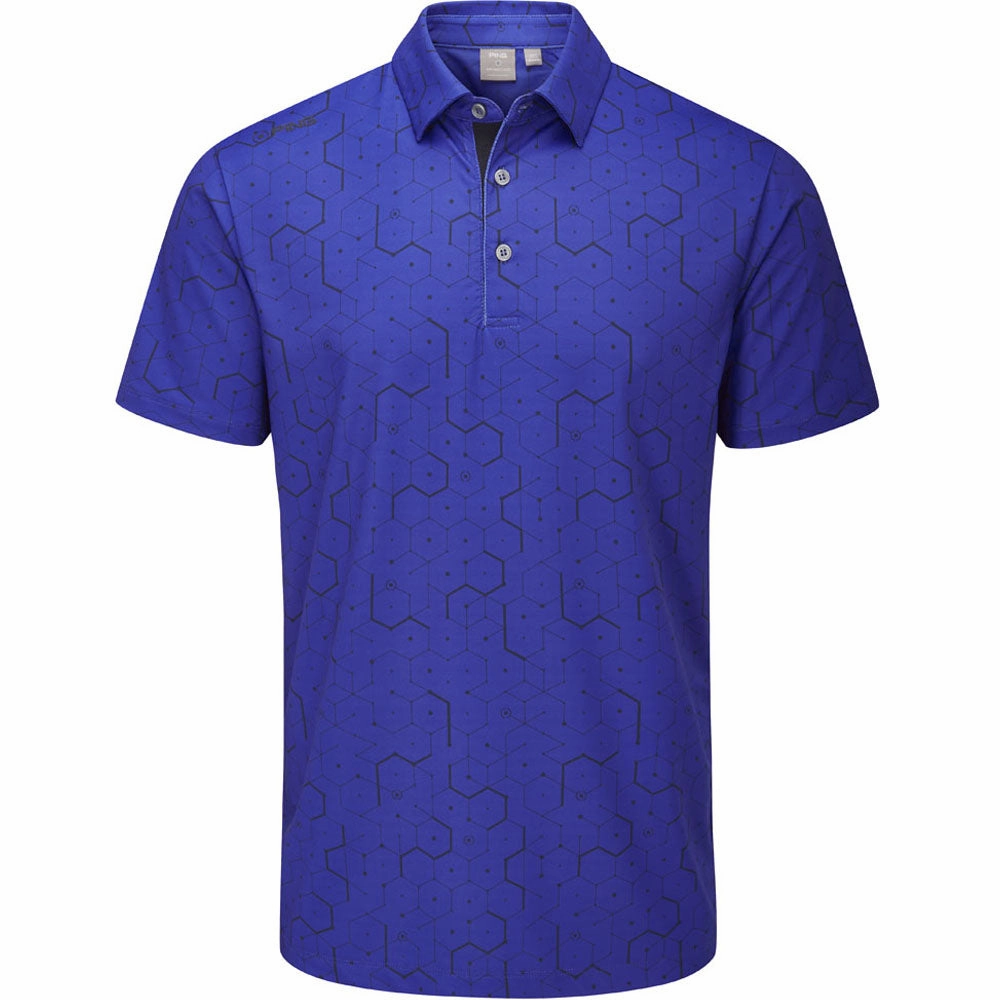 UltraLightweight Ping Geo Polo Shirt - Blue Surf/Navy