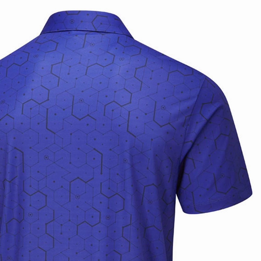 Basic Layer Wrinkle-Free Ping Geo Polo Shirt - Blue Surf/Navy