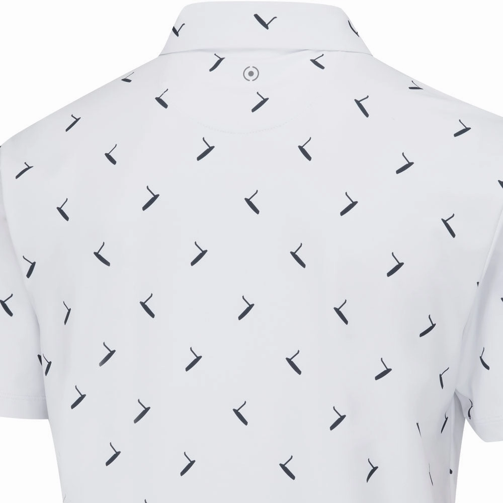 UV Protective Coating Ping Gold Putter Printed Polo Shirt - White/Navy Multi